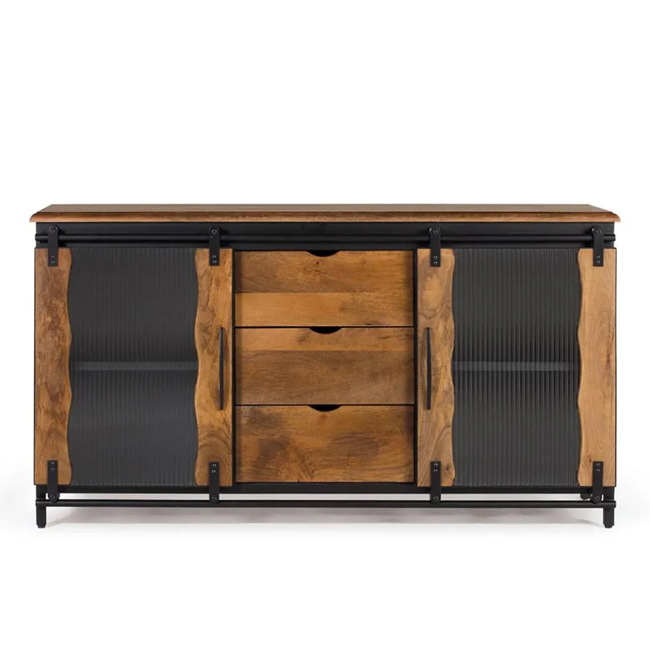 Sale Wohnen Design Sideboard aus Mangoholz und Metall - Aglia