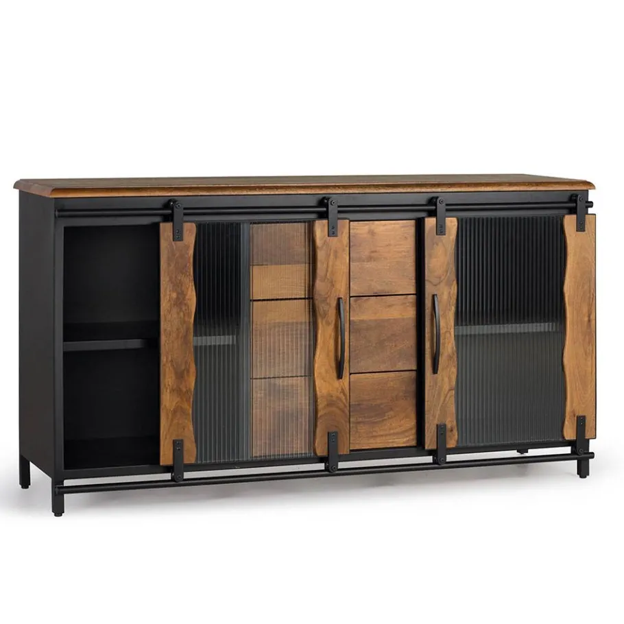 Sale Wohnen Design Sideboard aus Mangoholz und Metall - Aglia