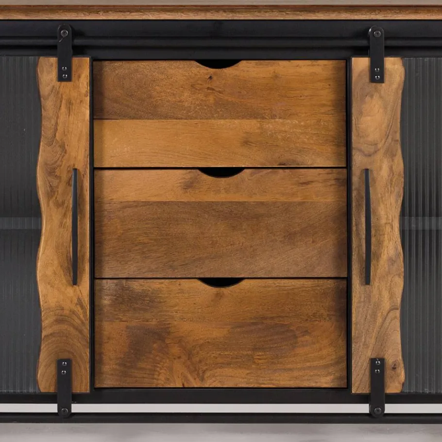 Sale Wohnen Design Sideboard aus Mangoholz und Metall - Aglia