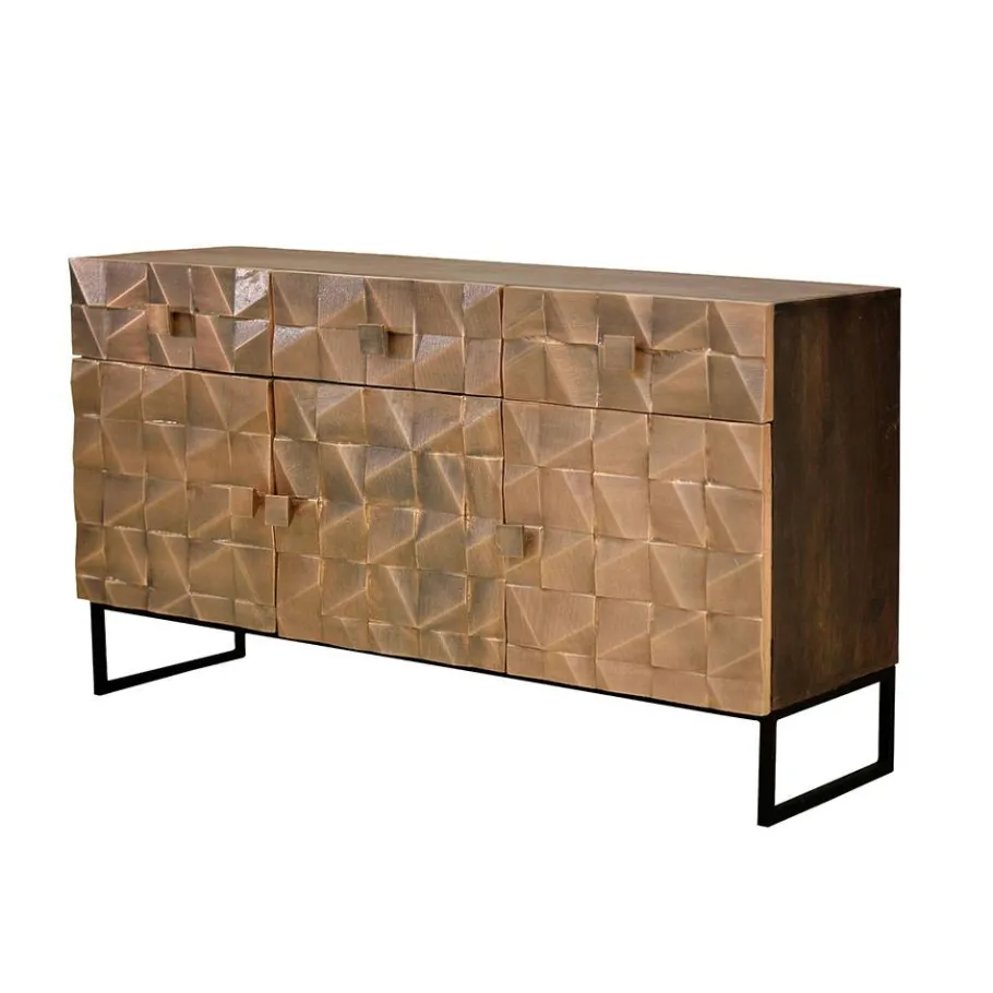 Best Wohnen Design Sideboard in Bronze und Mango Natur - Bensez