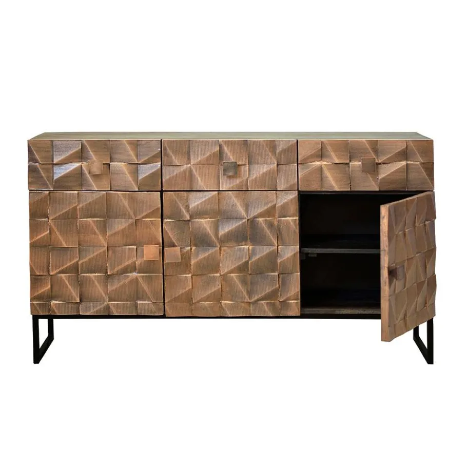 Best Wohnen Design Sideboard in Bronze und Mango Natur - Bensez