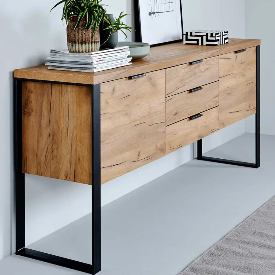 New Wohnen Design Sideboard in Eiche Optik - Ilvensa