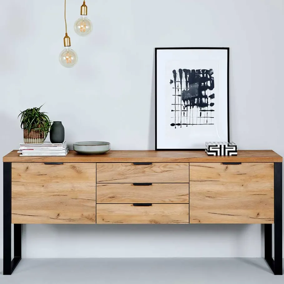 New Wohnen Design Sideboard in Eiche Optik - Ilvensa