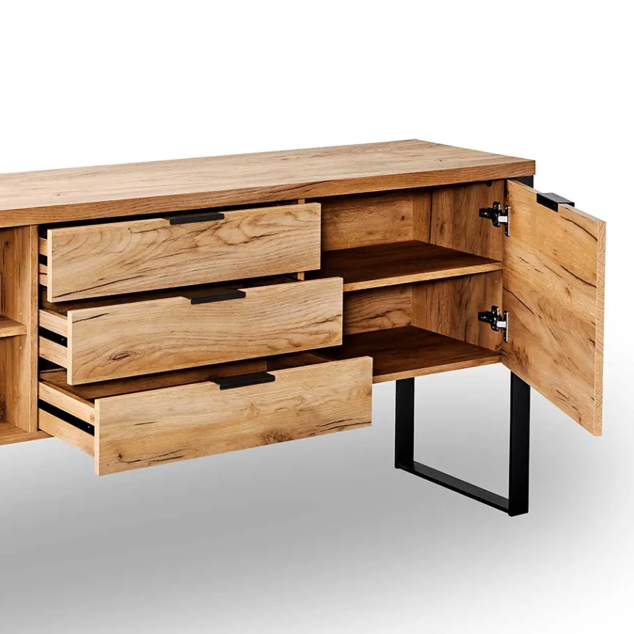 New Wohnen Design Sideboard in Eiche Optik - Ilvensa
