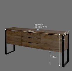 New Wohnen Design Sideboard in Eiche Optik - Ilvensa