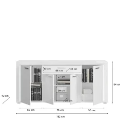Sale Wohnen Design Sideboard mit LED in Weiß Hochglanz - Gomata