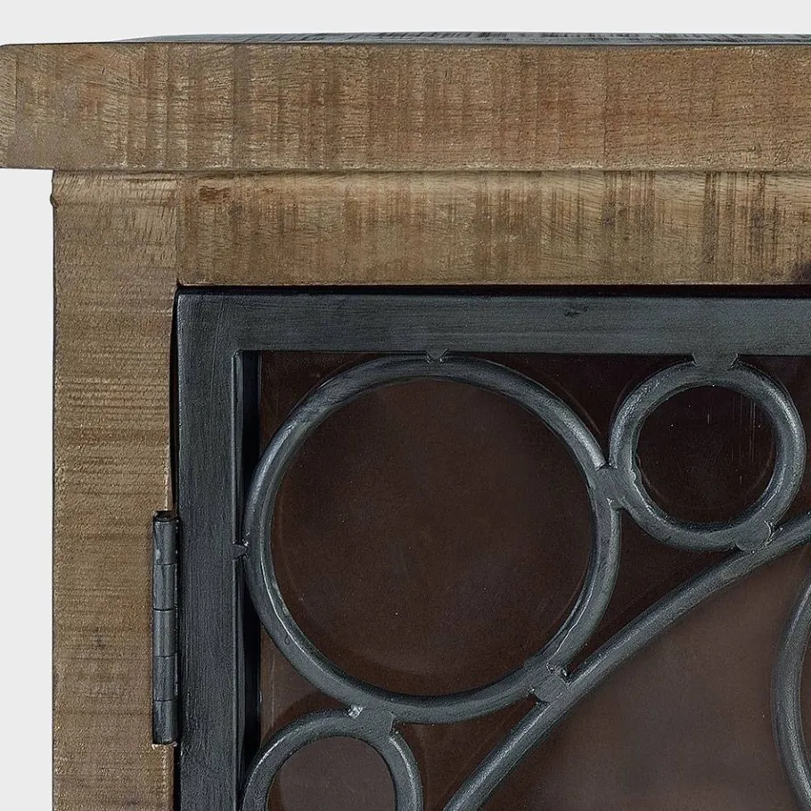 Discount Wohnen Design Sideboard mit vier Glas Metalltüren - Everton