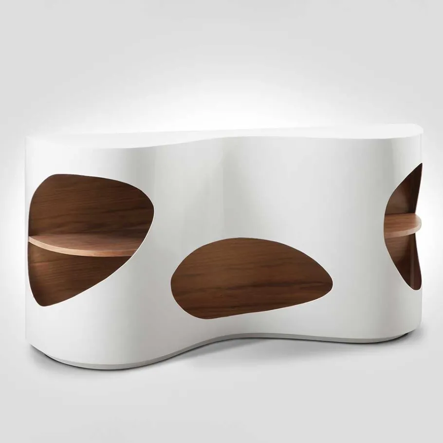Clearance Wohnen Design Sideboard Regal in Weiß Hochglanz - Scarula
