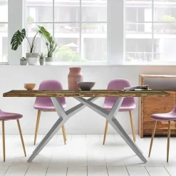 New Wohnen Design Tisch mit bunter Altholzplatte Shabby - Enyi