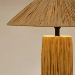 Best Wohnen Design Tischlampe aus Raffia Bast in Natur - Holdywas