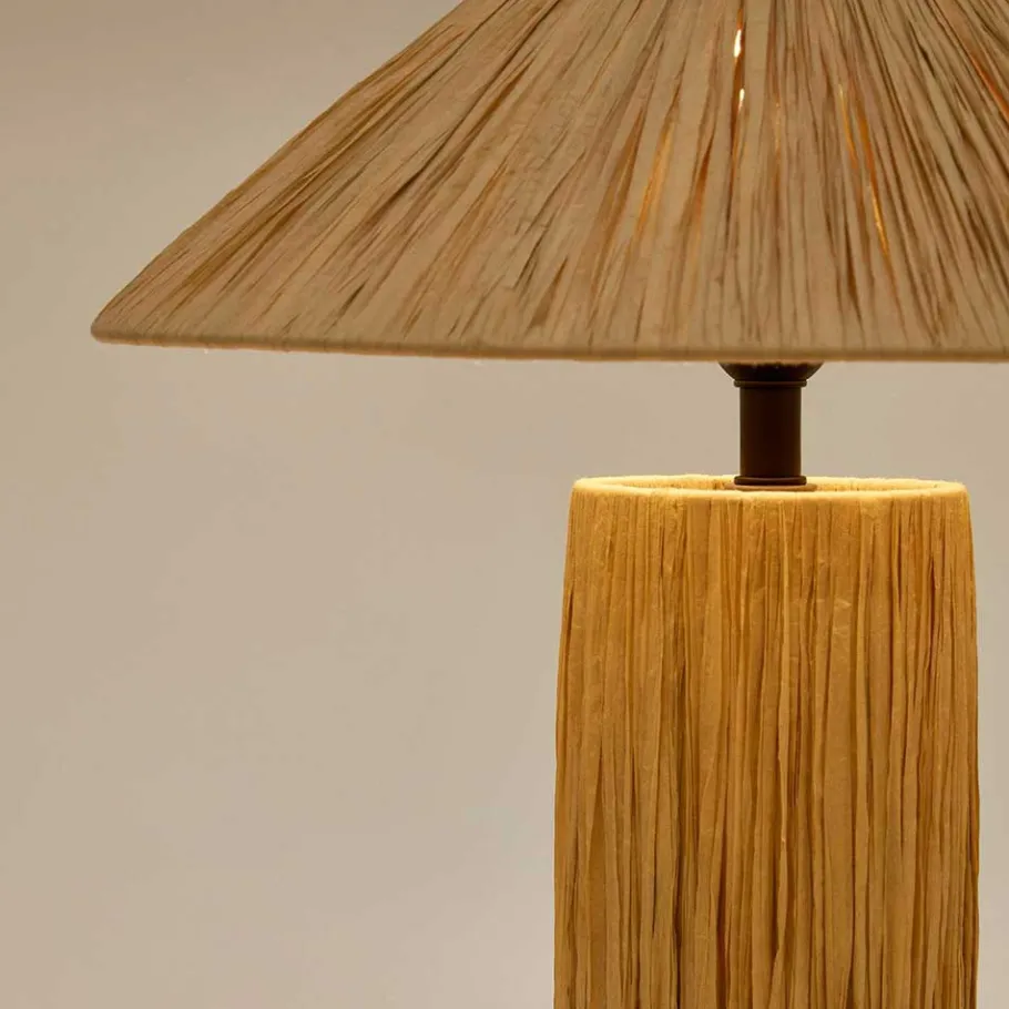 Best Wohnen Design Tischlampe aus Raffia Bast in Natur - Holdywas