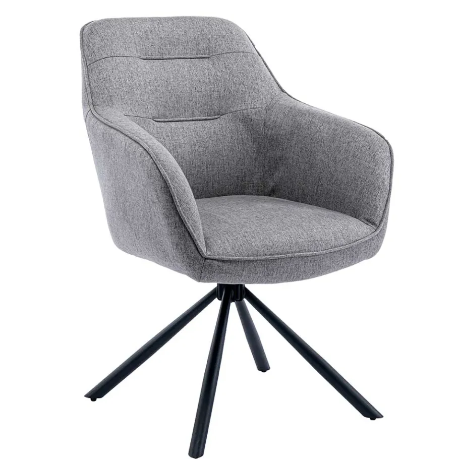 Clearance Wohnen Design Tischsessel drehbar in Grau - Fiorenca (2er Set)
