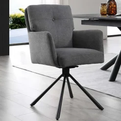 New Wohnen Design Tischsessel in Grau - drehbar - Portland S (2er Set)