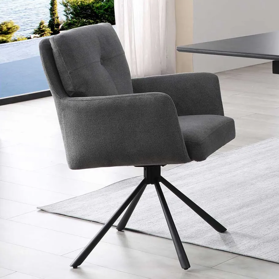 New Wohnen Design Tischsessel in Grau - drehbar - Portland S (2er Set)
