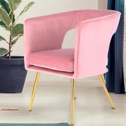 Online Wohnen Design Tischsessel in Rosa & Gold - Castianon