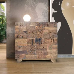 New Wohnen Design Türen-Kommode aus Mangoholz rustikal - Lacid