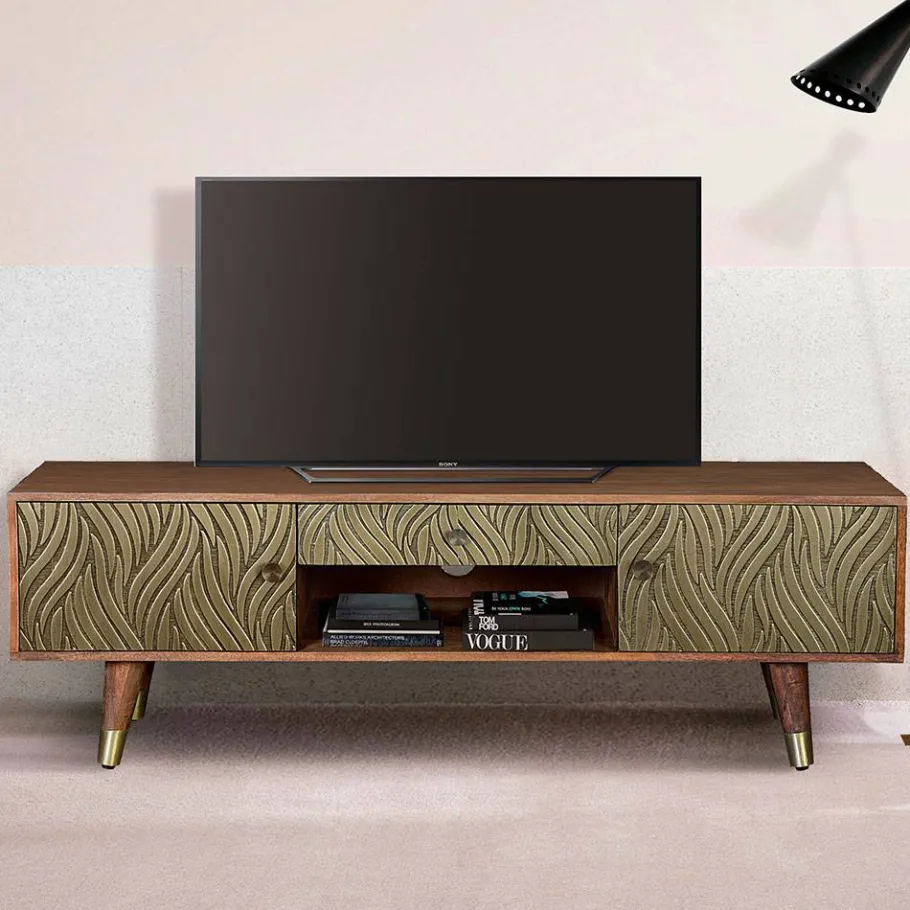 Hot Wohnen Design TV Kommode aus Mangoholz und Metall - Filurina