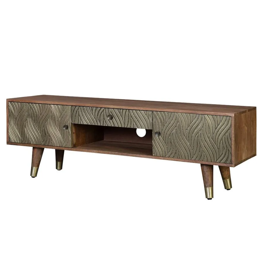 Hot Wohnen Design TV Kommode aus Mangoholz und Metall - Filurina