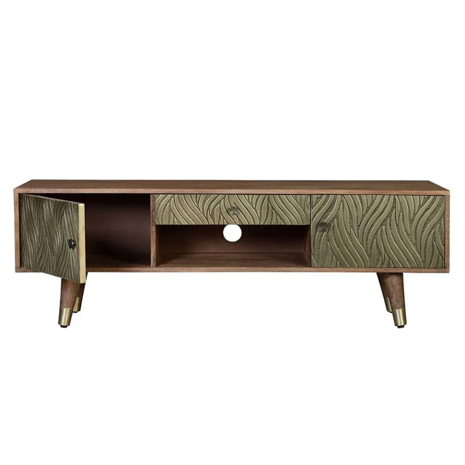 Hot Wohnen Design TV Kommode aus Mangoholz und Metall - Filurina