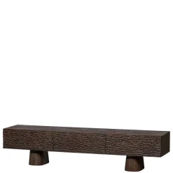 Hot Wohnen Design TV Lowboard aus Mangoholz in Walnuss Braun - Glancossa