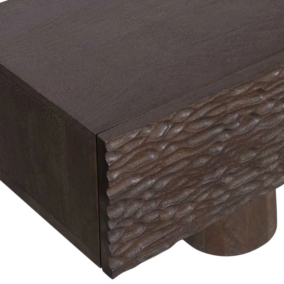 Hot Wohnen Design TV Lowboard aus Mangoholz in Walnuss Braun - Glancossa