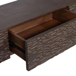 Hot Wohnen Design TV Lowboard aus Mangoholz in Walnuss Braun - Glancossa