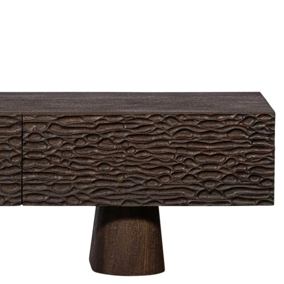 Hot Wohnen Design TV Lowboard aus Mangoholz in Walnuss Braun - Glancossa