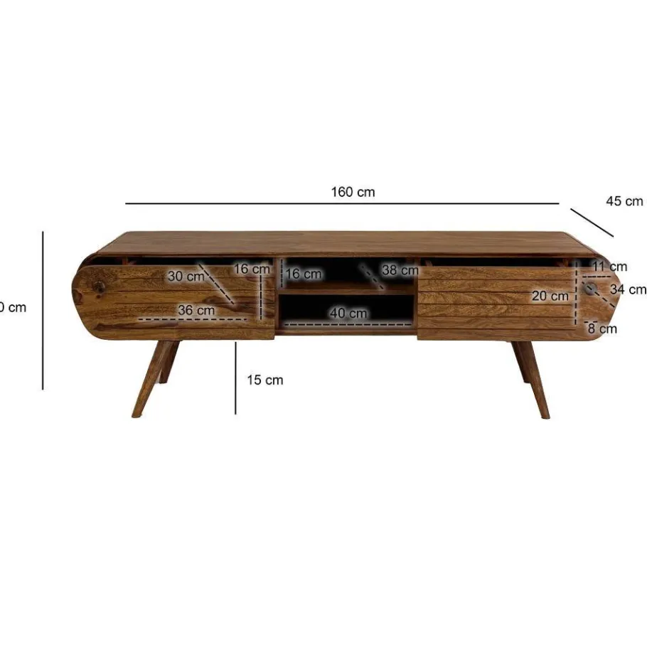 Hot Wohnen Design TV-Board aus Sheesham Massivholz - Polariso