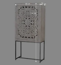 Wohnen Design Vintageschrank in White Wash Mangoholz - Fudorus