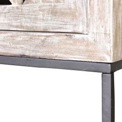Wohnen Design Vintageschrank in White Wash Mangoholz - Fudorus