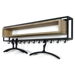 New Wohnen Design Wandgarderobe aus Eiche & Stahl - Acke