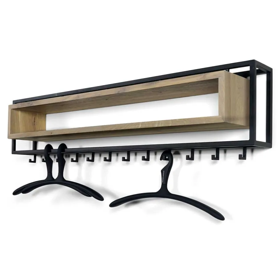 New Wohnen Design Wandgarderobe aus Eiche & Stahl - Acke