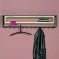 New Wohnen Design Wandgarderobe aus Eiche & Stahl - Acke