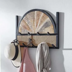 Outlet Wohnen Design Wandgarderobe mit Wiener Geflecht & Holz - Leiria