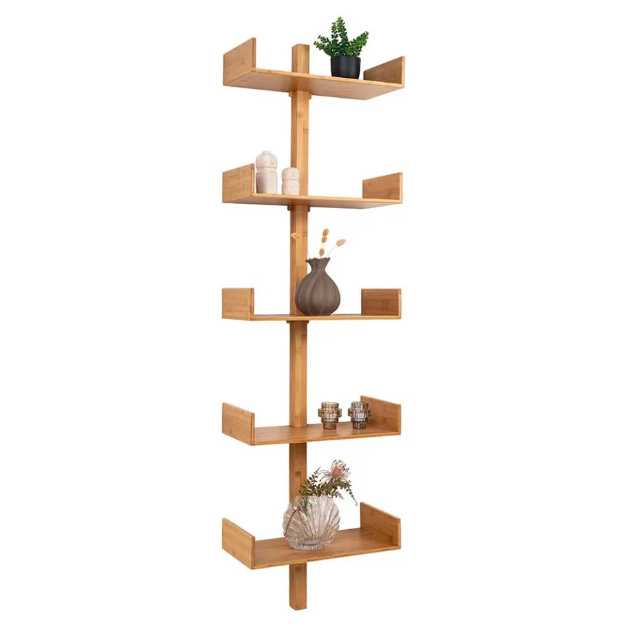 New Wohnen Design Wandregal aus Bambus in Natur - Rasfera
