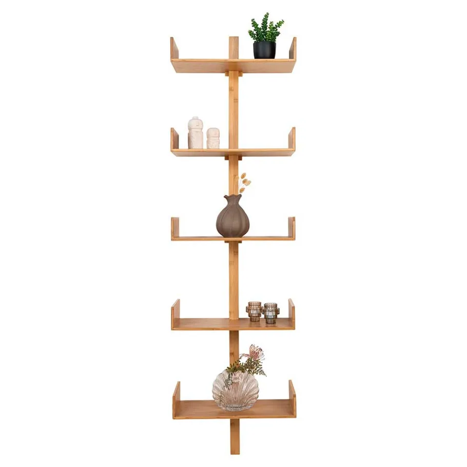 New Wohnen Design Wandregal aus Bambus in Natur - Rasfera
