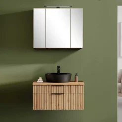 Hot Wohnen Design Waschtisch Set mit schwarzem Becken - Crystoga (zweiteilig)