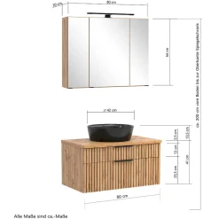 Hot Wohnen Design Waschtisch Set mit schwarzem Becken - Crystoga (zweiteilig)