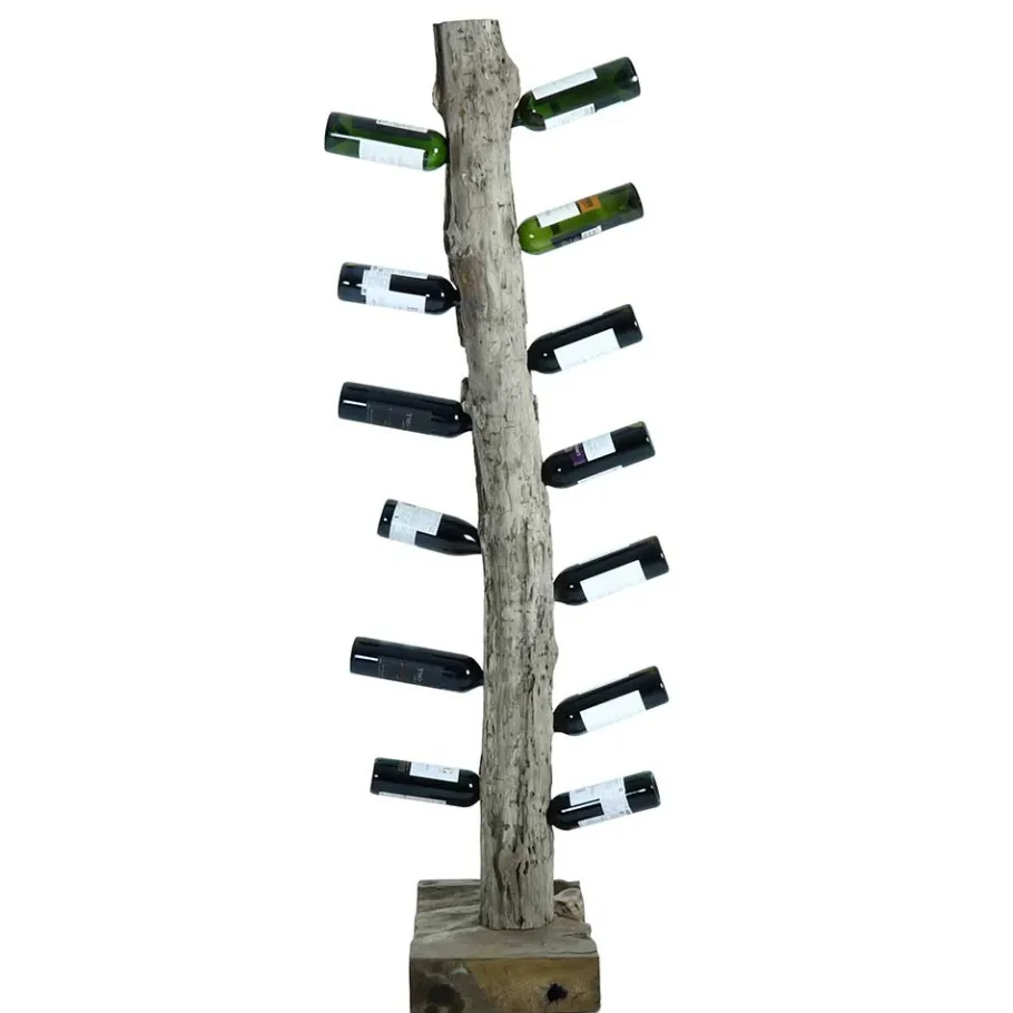 Best Wohnen Design Weinregal aus Holzstamm Teak massiv - Teako