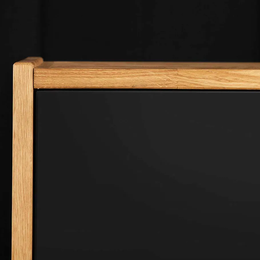 Discount Wohnen Design Wildeiche Bett & Nachttische - Olbysca (dreiteilig)