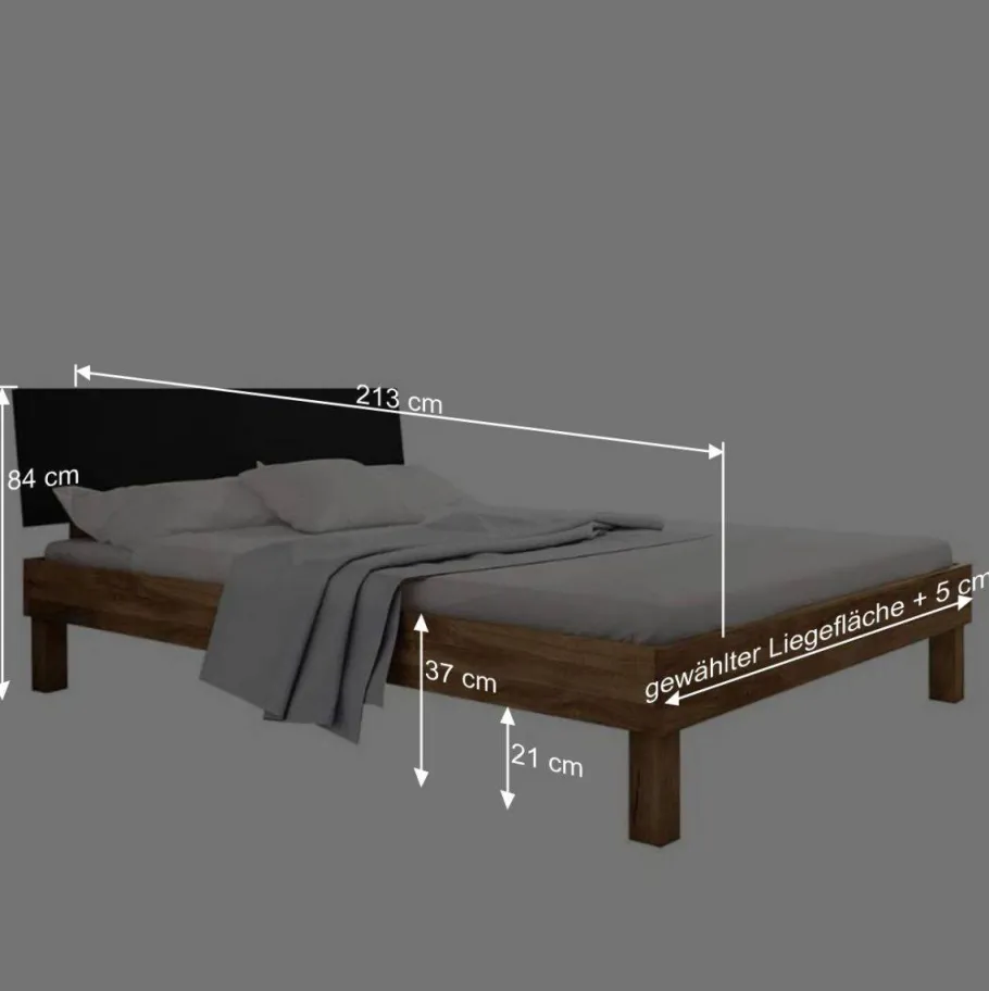 Discount Wohnen Design Wildeiche Bett & Nachttische - Olbysca (dreiteilig)