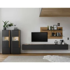 Hot Wohnen Design Wohnwand als günstiges Set - Ahilav (fünfteilig)