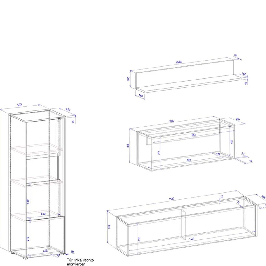 Discount Wohnen Design Wohnzimmer Möbel-Kombination - Nonessia (fünfteilig)