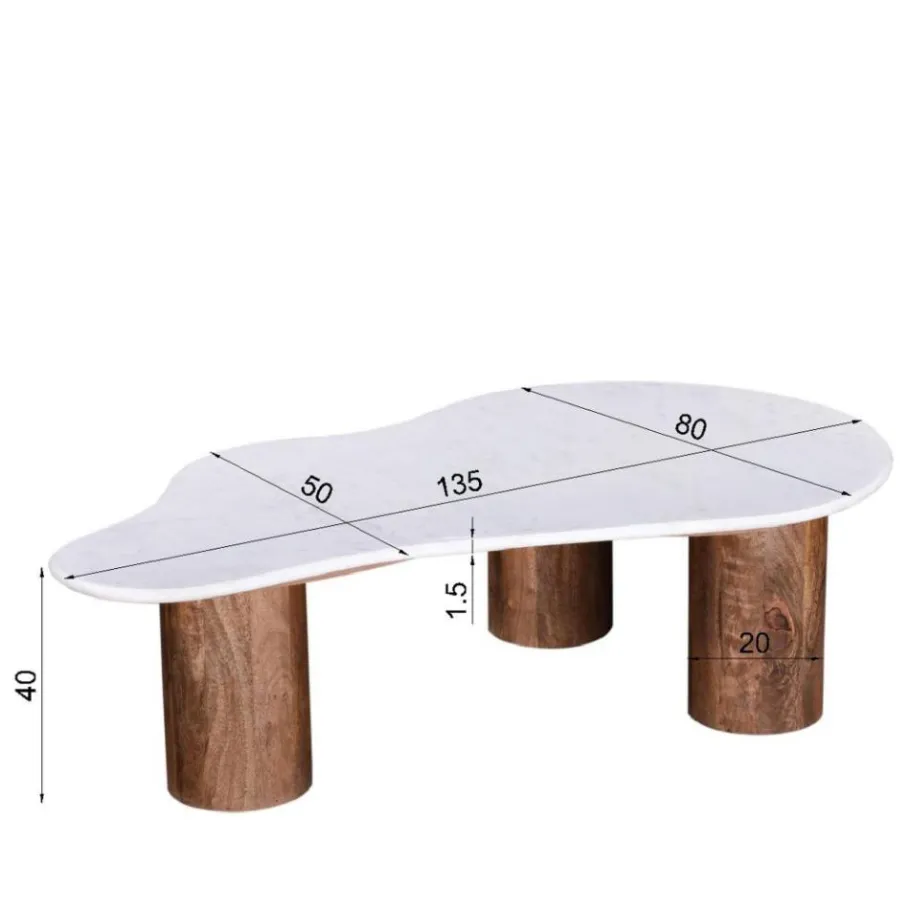 New Wohnen Design Wohnzimmertisch mit Marmorplatte - Tanky