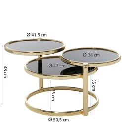 Sale Wohnen Design Wohnzimmertisch mit 3 Glas Platten - Santorina