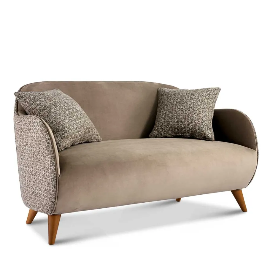 Hot Wohnen Design Zweisitzer in Beige und Hellbraun - Maria