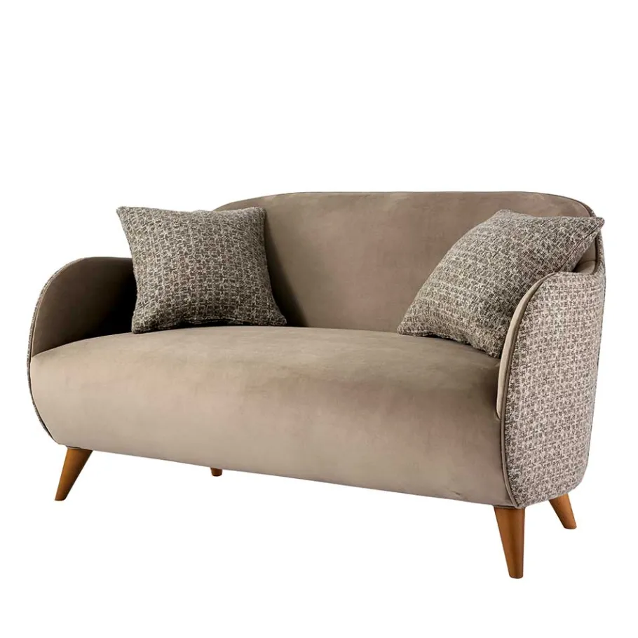 Hot Wohnen Design Zweisitzer in Beige und Hellbraun - Maria