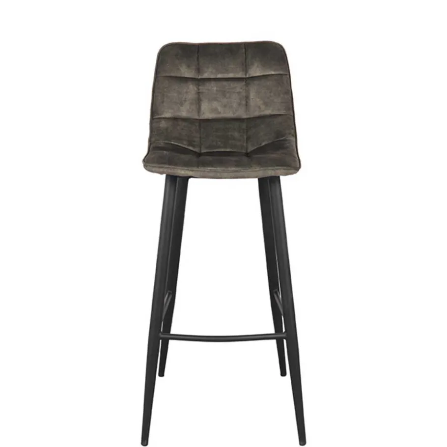 Online Wohnen Design-Barstühle in Dunkelgrün Velours - Ciudada (2er Set)