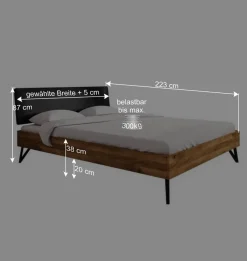Best Wohnen Designbett aus Wildeiche Natur & Stahl Schwarz - Mandirov