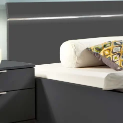 Outlet Wohnen Designbett in Dunkelgrau mit Chrom - Bambina